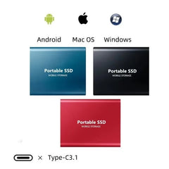External Hard Drive Portable SSD 16TB External Solid State Drive USB 3.0 Type C Hard Disk High Speed Storage for PC Phone 16 15