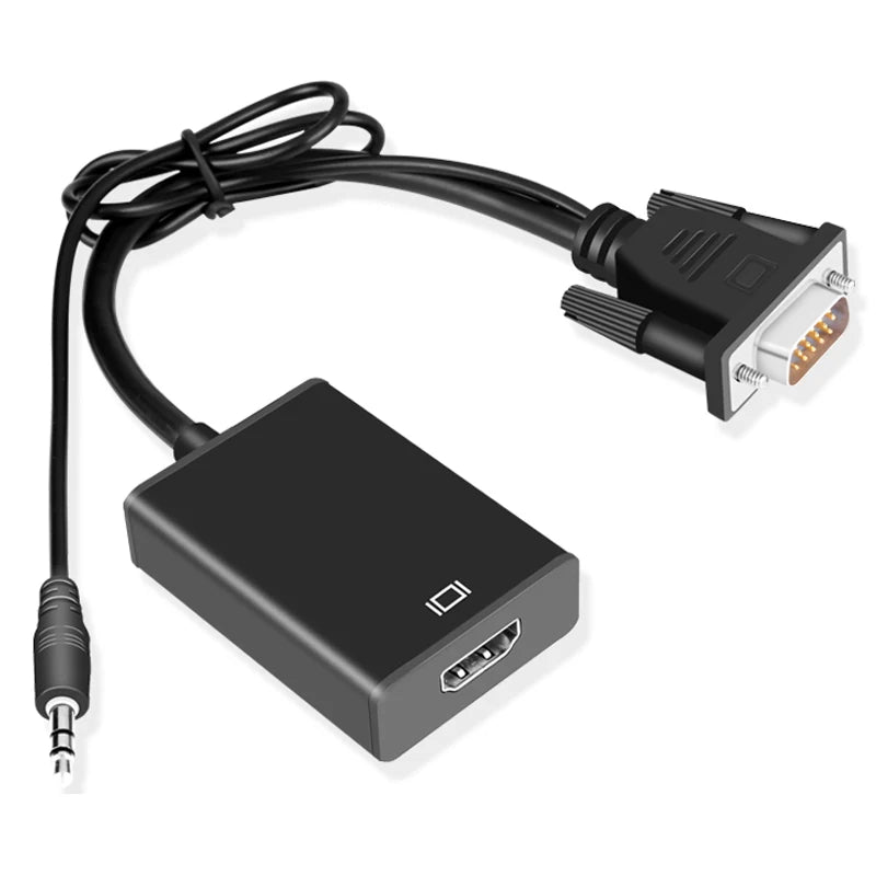 كابل محول صوت VGA إلى HDMI متوافق مع 1080P مع مخرج صوت محول VGA HD للكمبيوتر المحمول إلى جهاز عرض HDTV