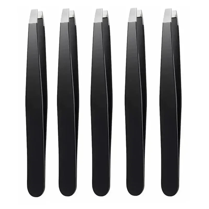 Black Eyebrow Tweezers Stainless Steel Slant Tip Hair Removal Makeup Tool Kit Eyelashes Extension  Double Eyelid  Application