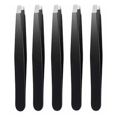 Black Eyebrow Tweezers Stainless Steel Slant Tip Hair Removal Makeup Tool Kit Eyelashes Extension  Double Eyelid  Application