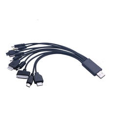 كابل شاحن الهاتف المحمول متعدد المنافذ من USB إلى كابل USB 10 إلى 1 لأجهزة Samsung وXiaomi وHuawei وGoogle وOPPO وVivo