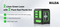 HILDA Laser Level 2 lines/5 Lines 360 Automatic Leveling Level Construction Tool Equipment Green Light Cross Laser Good Gift