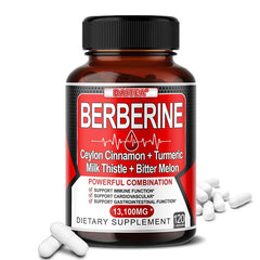 Daitea Berberine Capsules - Ceylon Cinnamon + Turmeric + Bitter Melon Extract - Cardiovascular and Digestive Health Non-GMO