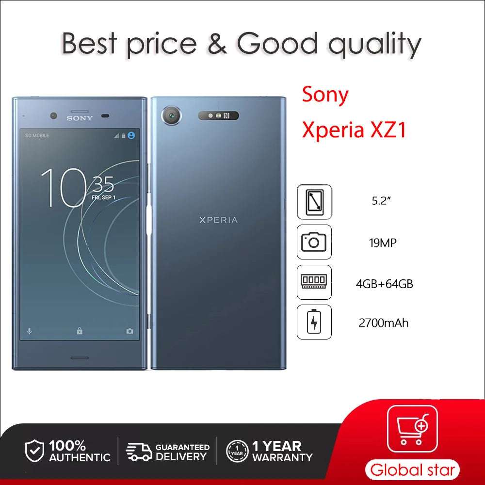 Sony Xperia XZ1 4G G8341 G8342 S0-01K Original Unlocked Octa-core 5.2" 64GB4GB Snapdragon Cellphone 19MP Fingerprint Smartphone