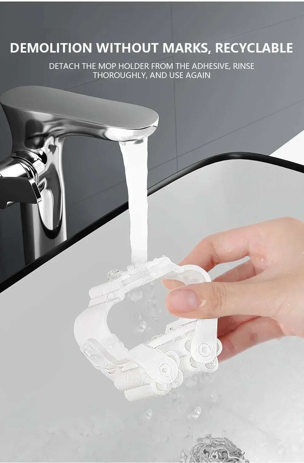Mop Holder Self-adhesive Broom Stand Wall Mounted Mop Support Sweeping Brush Hook Storage Organizer Bathroom Kitchen Accessories