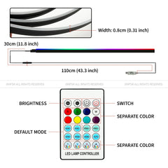 110cm  APP Control Car Ambient Lights LED Interior RGB Symphony Atmosphere Light  Acrylic Strips Dashboard Decoration Sunroof