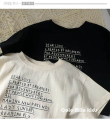 2025 Summer Loose Baby Letter Print Short Sleeves T-Shirt Children Boy Girl Fashion Cotton Tees Kid Casual Tops Toddler T-Shirts