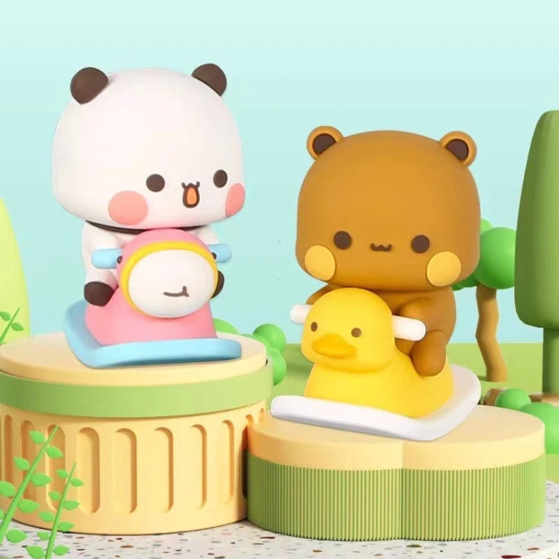 Cute Bubu Dudu Panda Bear Figure Kawaii Cartoon Panda Model Creative Exciting Spring Animal Car Ornaments