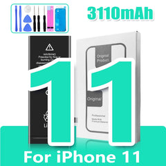 0 Cycle High Capacity Battery For iPhone 11 11Pro 12Pro 12 13 14 13Pro 14Pro Max Mini Phone Bateria + Free Tool Kit