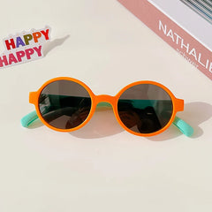 2023 New Kids Cute Checker Panel Color Round UV400 Sunglasses Baby Girls Outdoor Sun Protection Sunglasses Children Sun Glasses