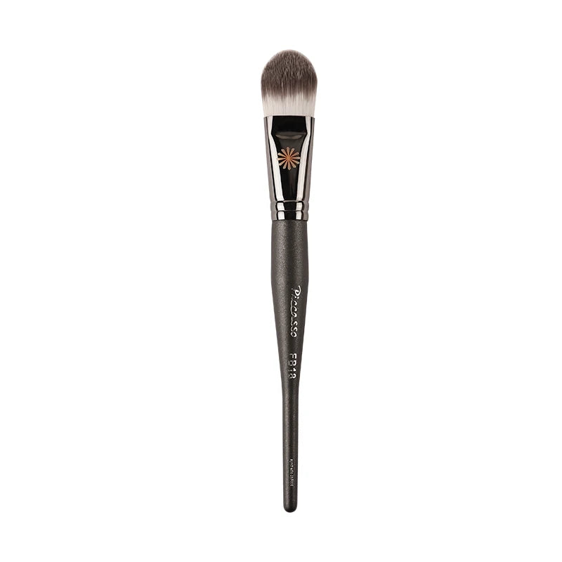 Piccasso Grey Makeup Brush FB18 Round Foundation Brush Soft Fiber Hair Solid Wood Professional Foundation Brush Grooming Brush