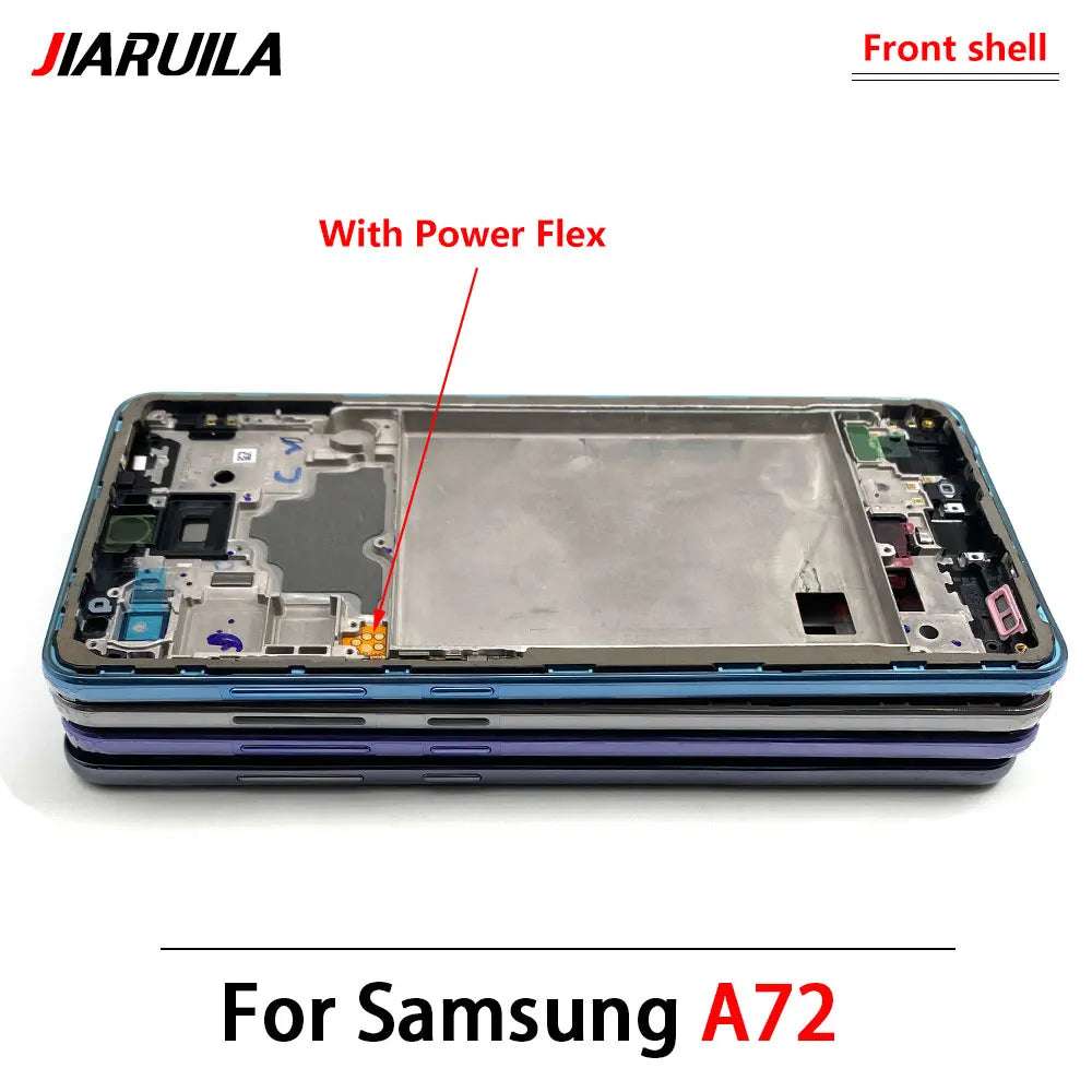 NEW For Samsung A33 A52 A52S A72 A52 5G A54 A73 Front Housing LCD Frame Bezel Plate Replacement Repair Part With Side Button