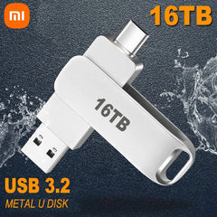 محرك أقراص فلاش Xiaomi 16 تيرابايت USB 3.2 عالي السرعة لنقل USB Type-c 2 في 1 8 تيرابايت 16 تيرابايت OTG Pendrive قرص فلاش مقاوم للماء للكمبيوتر