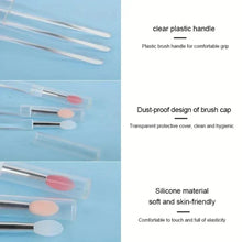Silicone brush set with clear plastic handle, dust-proof cap, and smooth silicone tips