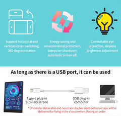 3.5 Inch IPS TYPE-C Secondary Screen DIY Computer Monitor USB-TYPEC Secondary Screen for Windows Built-in Software