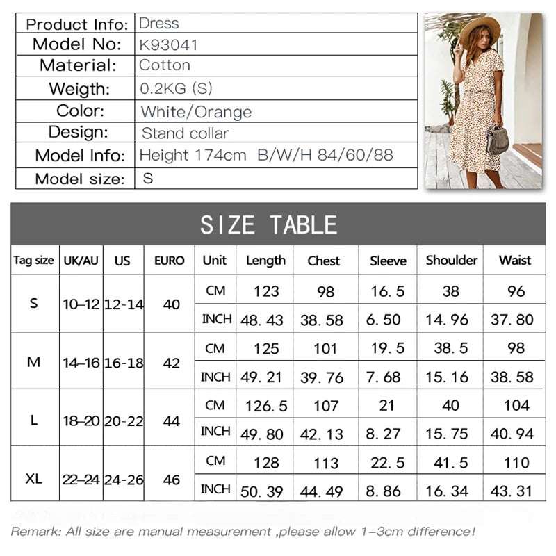 Polka Dot Short Sleeved Dress shirt Collar  Dress European and American Fashion Dress