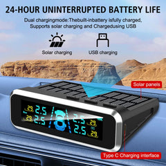 Tire Pressure Monitoring System Temperature Warning New C External Battery Version Sensors Solar TPMS Car Tyre Pressure Monitor