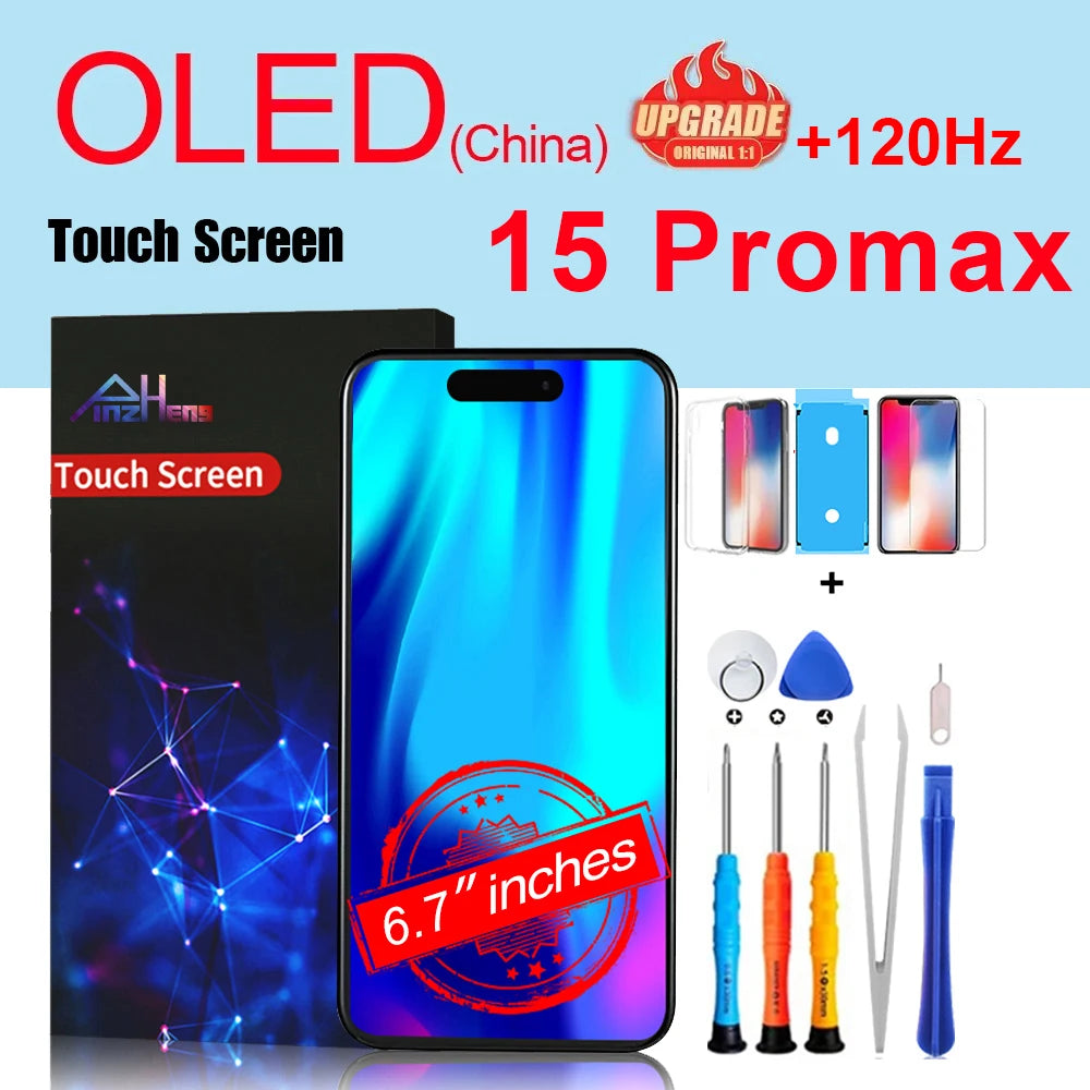 PINZHENG High Quality Screen INCELL LCD OLED For iPhone 14 Pro 15 Plus 13 Pro Max Display For iPhone Replacement With Tools