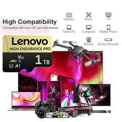 بطاقة ذاكرة Micro SD أصلية من لينوفو بسعة 2 تيرابايت و1 تيرابايت و512 جيجابايت وبطاقة ذاكرة عالية السرعة بسعة 256 جيجابايت و128 جيجابايت وبطاقة TF لمعدات الطائرات بدون طيار والصوت وأجهزة الكمبيوتر الشخصية