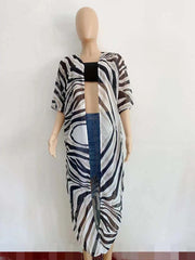 BIKINI Women Beach Dress Cover-Ups Long Stylish Tie Dye Open Front Beach Outfits Bathing Suit