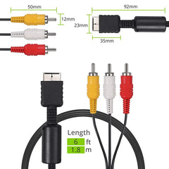 AV Cable for PS3 PS2 PS1 PlayStation Console Audio Video Extend Cord Game Player to LCD Monitor TV RCA Wire Converter Adapter
