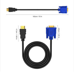 كابل HDMI بطول 1.8 متر إلى VGA بدقة 1080 بكسل عالية الدقة مع كابل محول صوت كابل HDMI إلى VGA متوافق
