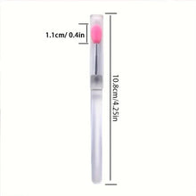 Silicone lip brush size: 10.38 cm length, 1.1 cm width with pink tip