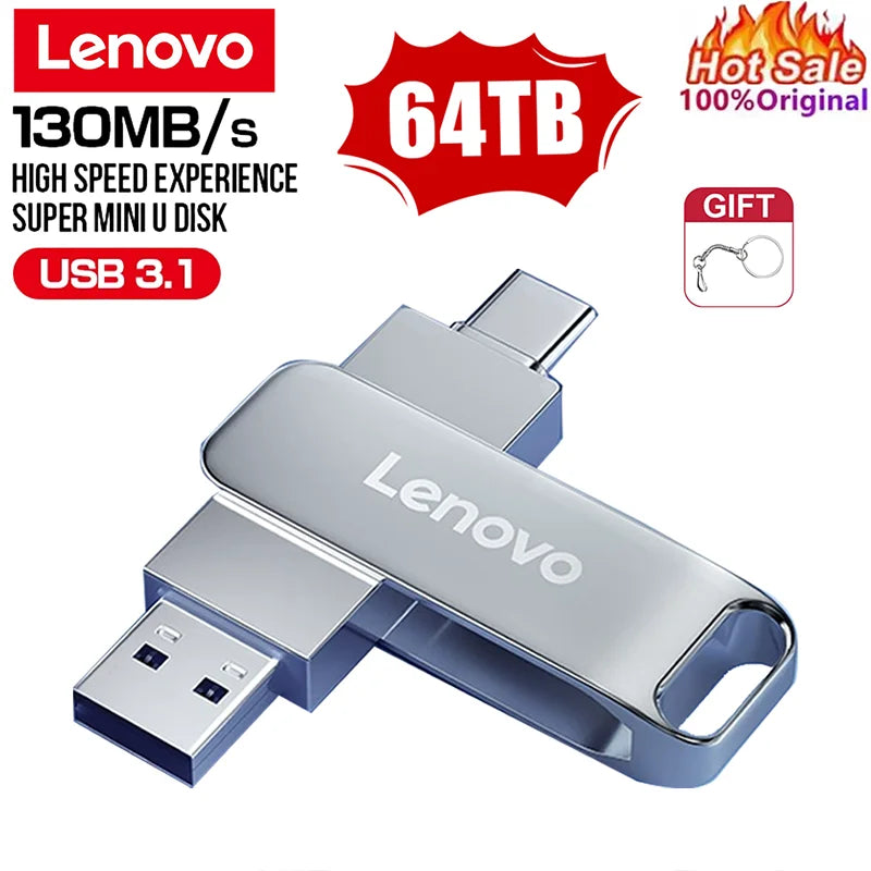 محرك أقراص فلاش USB 3.0 عالي السرعة من لينوفو جديد بسعة 64 تيرابايت وذاكرة USB 3.0 بسعة 2 تيرابايت وذاكرة فلاش USB بسعة 128 جيجابايت وقرص ذاكرة USB معدني