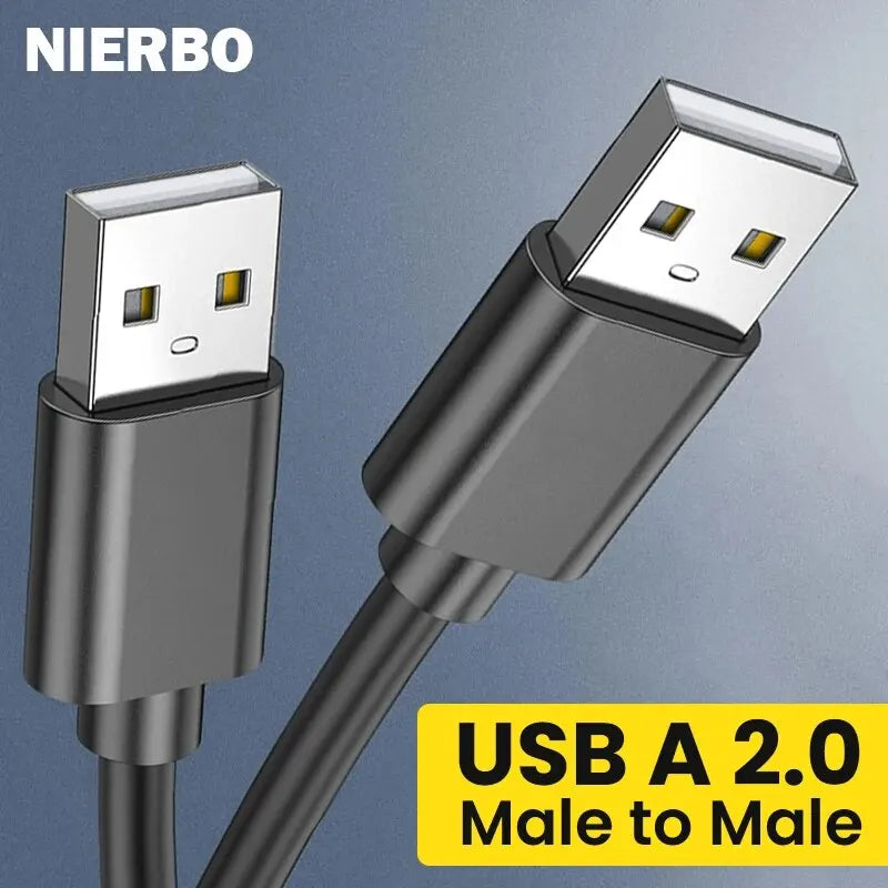 كابل NIERBO USB إلى USB من النوع A ذكر إلى ذكر Superspeed USB 2.0 من النوع A ذكر إلى النوع A ذكر كابل 24 / 28AWG بطول 1.5 متر و5 أقدام أسود
