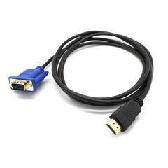 كابل HDMI بطول 1.8 متر إلى VGA بدقة 1080 بكسل عالية الدقة مع كابل محول صوت كابل HDMI إلى VGA متوافق
