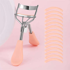 Portable Eyelash Curler with 15 Silicone Pads and Stainless Steel Eyelash Curler, Used for Eyelash Extension and Curling Tools