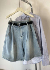 High Waist Wide Leg Jeans orts Women Loose Fit Straight Cut Five Lengths Summer New Sle Korean Version Slimming Effect