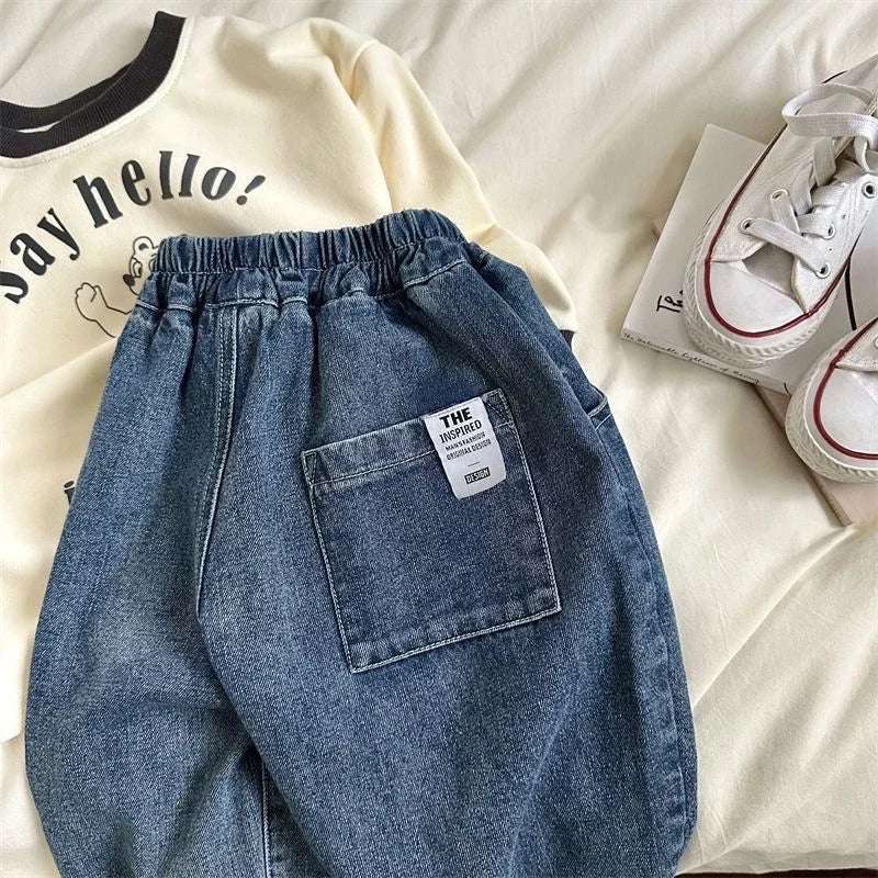 Boys Girls Toddlers Loose Pants Fashion Summer Baby Boys and Girls Baby Foreign Denim Pants New Arrival 2025
