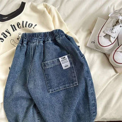 Boys Girls Toddlers Loose Pants Fashion Summer Baby Boys and Girls Baby Foreign Denim Pants New Arrival 2025
