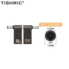 TISHRIC Laptop Power Charger Supply Connector Adapter PD 100W 5A  USB Type-C Female to DC Male For HP/Lenovo/DELL