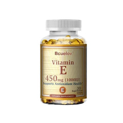 Bcuelov Vitamin E 450MG (1000 IU) Mixed Supports Immune System & Skin Nutrition - Natural Antioxidant - Gluten & Dairy Free