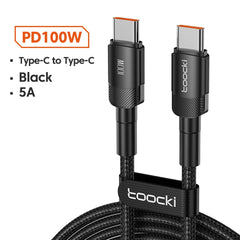 كابل Toocki 100 واط من النوع C إلى USB C بتقنية PD 3.0 للشحن السريع 4.0 من النوع C إلى النوع C لأجهزة iPhone 15 وMacbook وSamsung وXiaomi