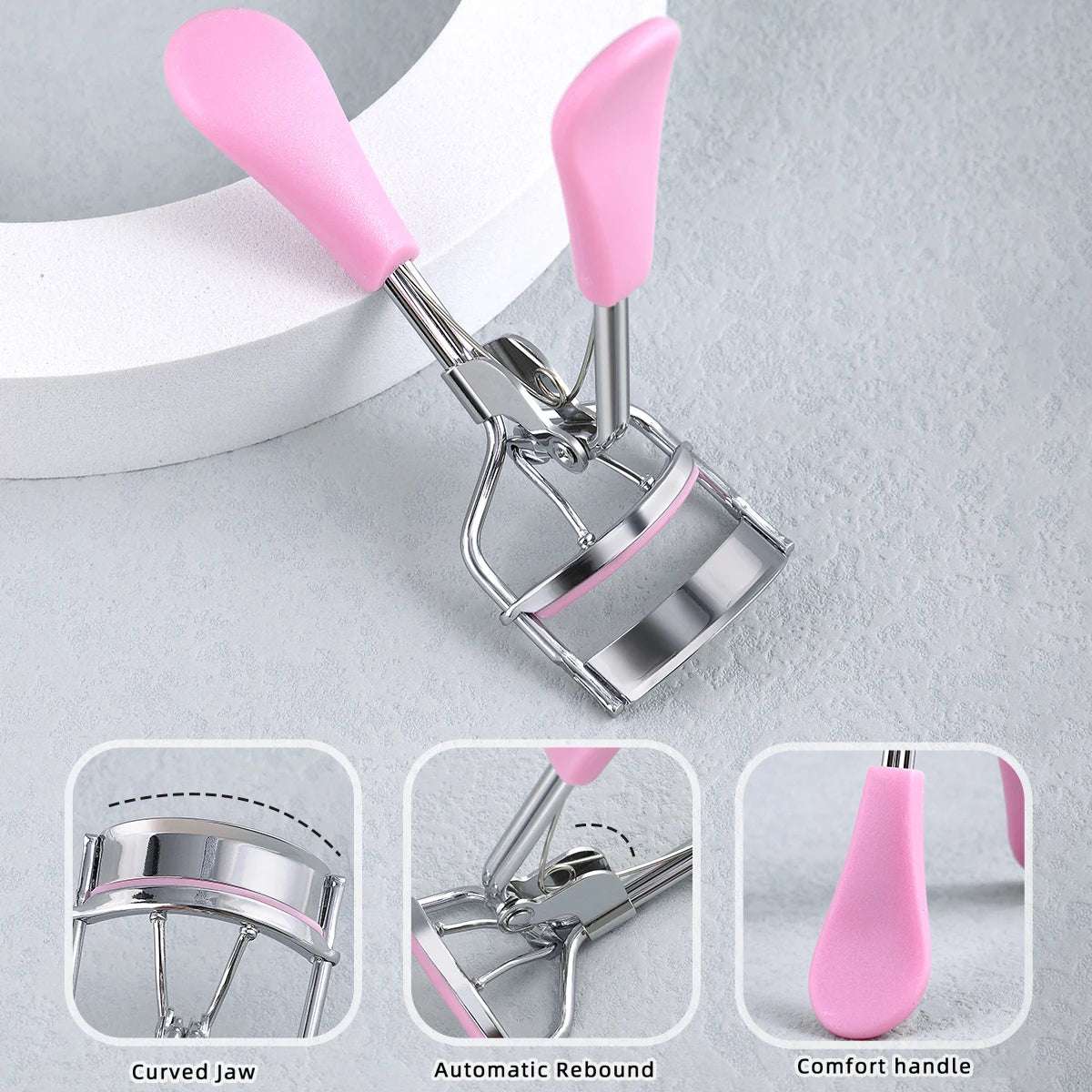 Portable Eyelash Curler with 15 Silicone Pads and Stainless Steel Eyelash Curler, Used for Eyelash Extension and Curling Tools