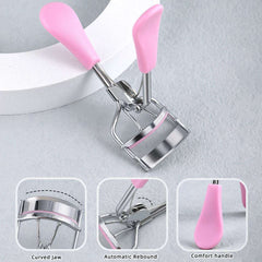 Portable Eyelash Curler with 15 Silicone Pads and Stainless Steel Eyelash Curler, Used for Eyelash Extension and Curling Tools