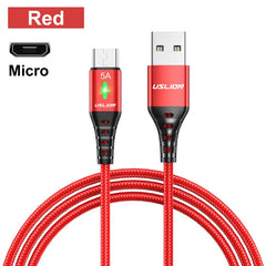 كابل USB صغير 5A من USLION كابل شحن سريع USB إلى Micro USB 2.0 سلك شحن Android لهاتف Samsung Galaxy S7 S6 Note