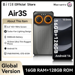 هاتف ذكي متين IIIF150 Air3S 90 هرتز 16 جيجابايت (4 + 12) 128 جيجابايت شاشة عرض كاملة 6.6 بوصة 2.4 متر السقوط 6 أمتار مقاوم للماء أندرويد 14 رفيع للغاية
