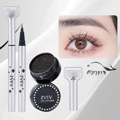 مجموعة ZVEV Lazy Lower Eyelash Stamp Eyeliner المقاومة للماء والعرق لا تفقد اللون 2 في 1 مناسبة للمبتدئين