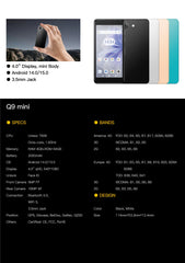 UNIWA Q9 Mini 4G Smartphone Android 14 Unisoc T606 4 Inch qHD 4GB RAM 64GB ROM Mobile Phone 2000mAh Face ID Small Cell Phone