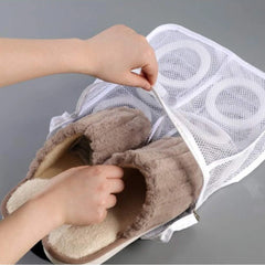 Portable Shoe Washing Bag Mesh Washing Machine Shoes Bag Anti-Deformation Zipper Laundry Bag for Travel Shoes Clothes Storage
