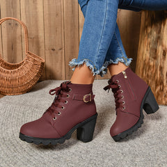 2024Women High Heel Ankle Boots Autumn Winter Booties Woman Fashion New Lady Shoes Brown Black Short Boot Female Botas De Mujer