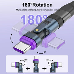 3 IN 1 240W USB-C to Type-C Adapter 180° Rotation Magnetic Fast Charging Type C Female Converter for Macbook Pro iPhone 16 15