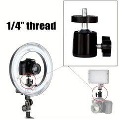 Hot Shoe 1/4 Screw Hole Tripod Mount Camera Head Adapter Ball Head with Lock LED Light Flash Bracket Holder For DSLR DV Cameras