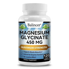 Magnesium Glycinate, Muscle & Nerve Health, Enzyme Function, Non-GMO, Vegetarian, Gluten-Free 450 Mg