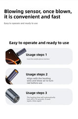 Type C Mini Lighter Blow-to-Ignite Auto Shut-Off for Air Travel Outdoor No Battery No Flame USB C Cigarette Lighter Adapter