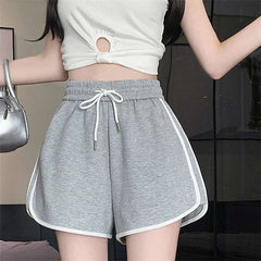 Women yoga Shorts Summer outer wear mid-waist casual loose straight pants lady stylish thin breathable wide leg gym short pants